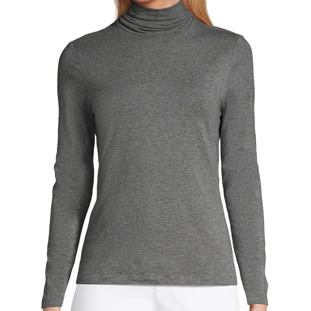 Lands End Long Sleeve Gray Turtleneck Womens Size XS